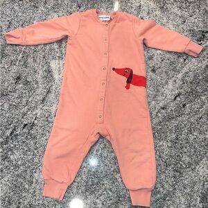 Mini Rodini Pink Dog Onesie  (US 12-18 months)